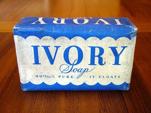 Ivory Soap "99 44/100% Pure It Floats" packaging